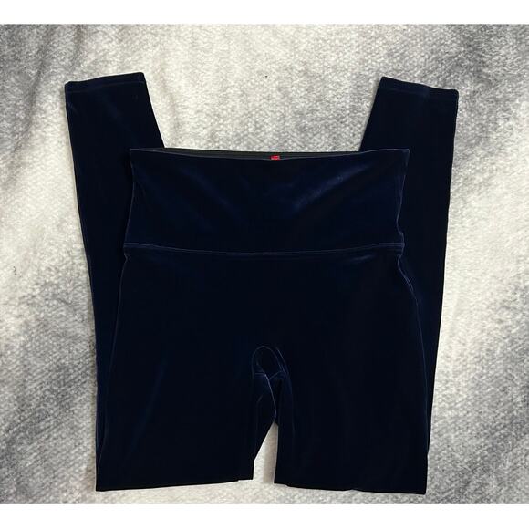 Spanx Velvet Lapis Night Blue Leggings Full Length Business Casual Size Large - Picture 1 of 12
